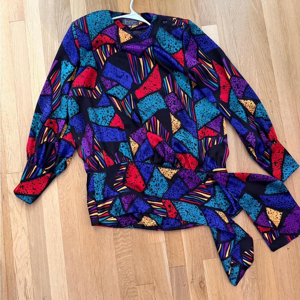 Colorful Geometric Patterned Blouse